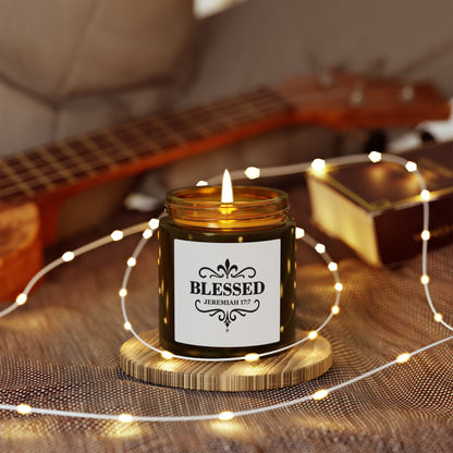 Blessed (Black Lettering) Scented Candle - Coconut Apricot Wax, Inspirational Home Decor, Relaxation, Gifts for Believers