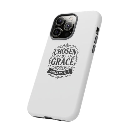 Chosen by Grace (Black Lettering), Rugged Phone Case, Inspirational Mobile Cover, Gift for Faith Lovers, Faith-Based Protector