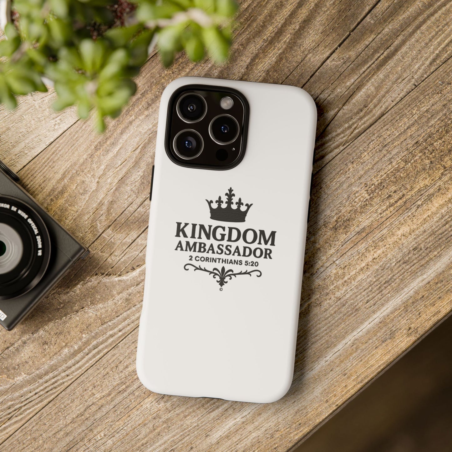 Kingdom Ambassador (Black Lettering) Rugged Phone Case, Inspirational Mobile Cover, Gift for Faith Lovers, Faith-Based Protector