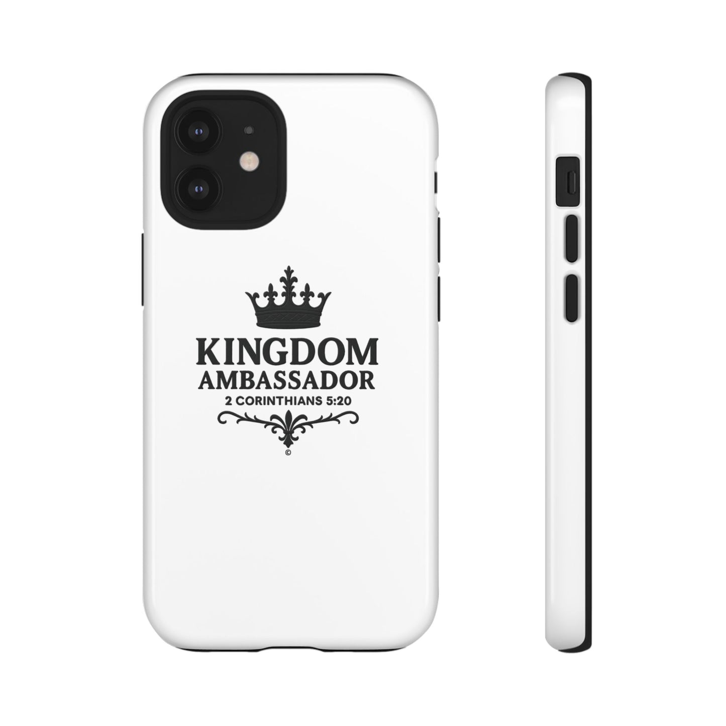 Kingdom Ambassador (Black Lettering) Rugged Phone Case, Inspirational Mobile Cover, Gift for Faith Lovers, Faith-Based Protector