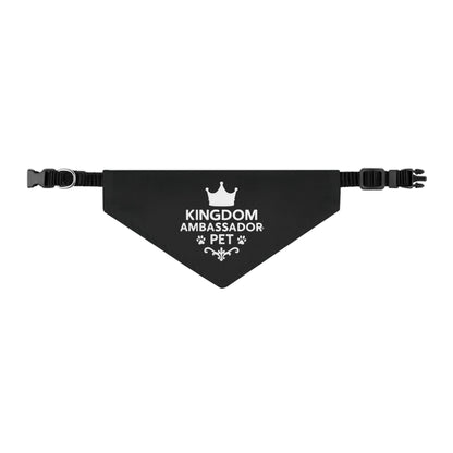 Kingdom Ambassador Pet (White Lettering on Black) Bandana Collar, Inspirational Pet Fashion Accessory, Pet Lover Gift