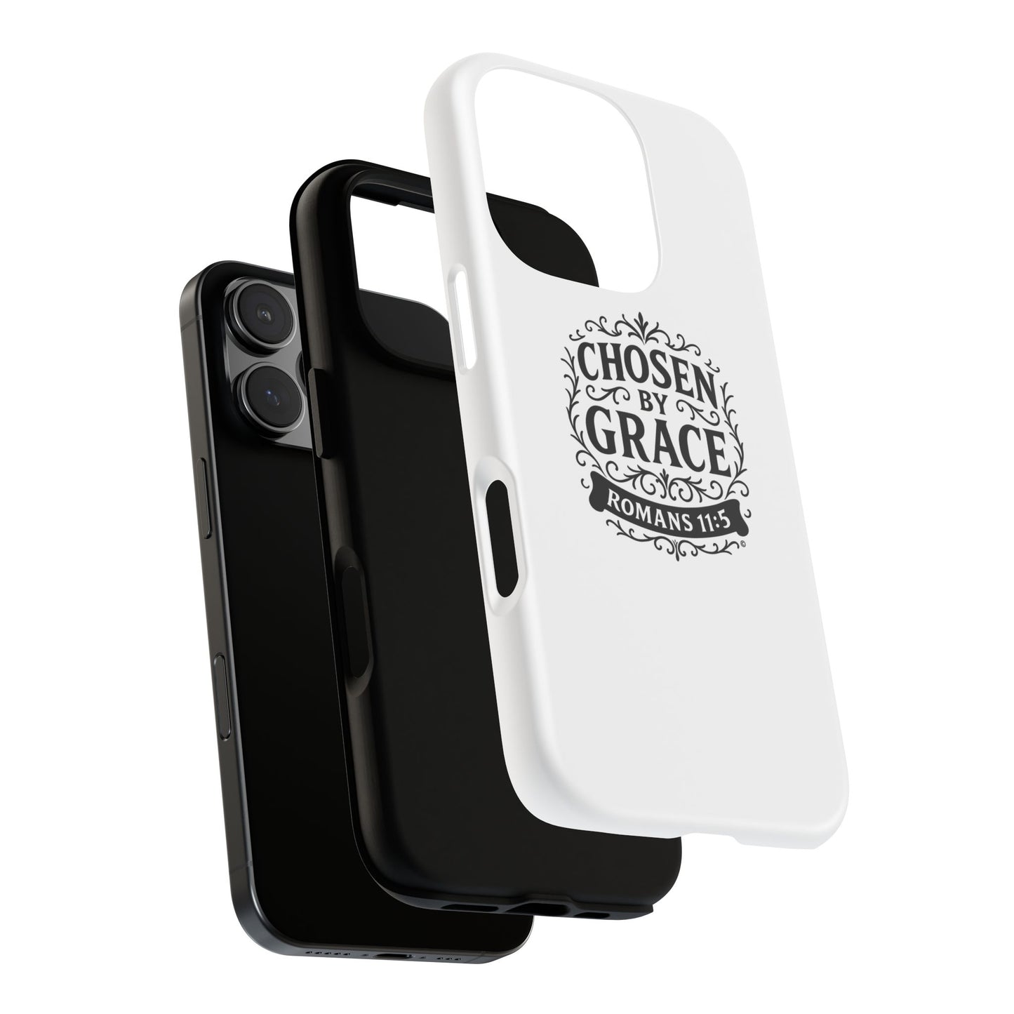 Chosen by Grace (Black Lettering), Rugged Phone Case, Inspirational Mobile Cover, Gift for Faith Lovers, Faith-Based Protector