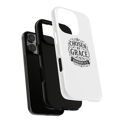 Chosen by Grace (Black Lettering), Rugged Phone Case, Inspirational Mobile Cover, Gift for Faith Lovers, Faith-Based Protector
