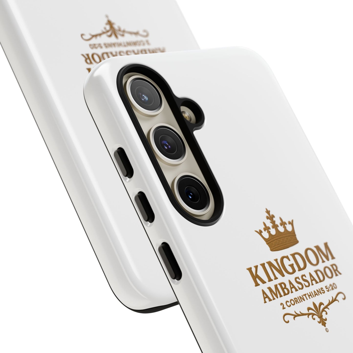 Kingdom Ambassador (Gold Lettering) Rugged Phone Case, Inspirational Mobile Cover, Gift for Faith Lovers, Faith-Based Protector