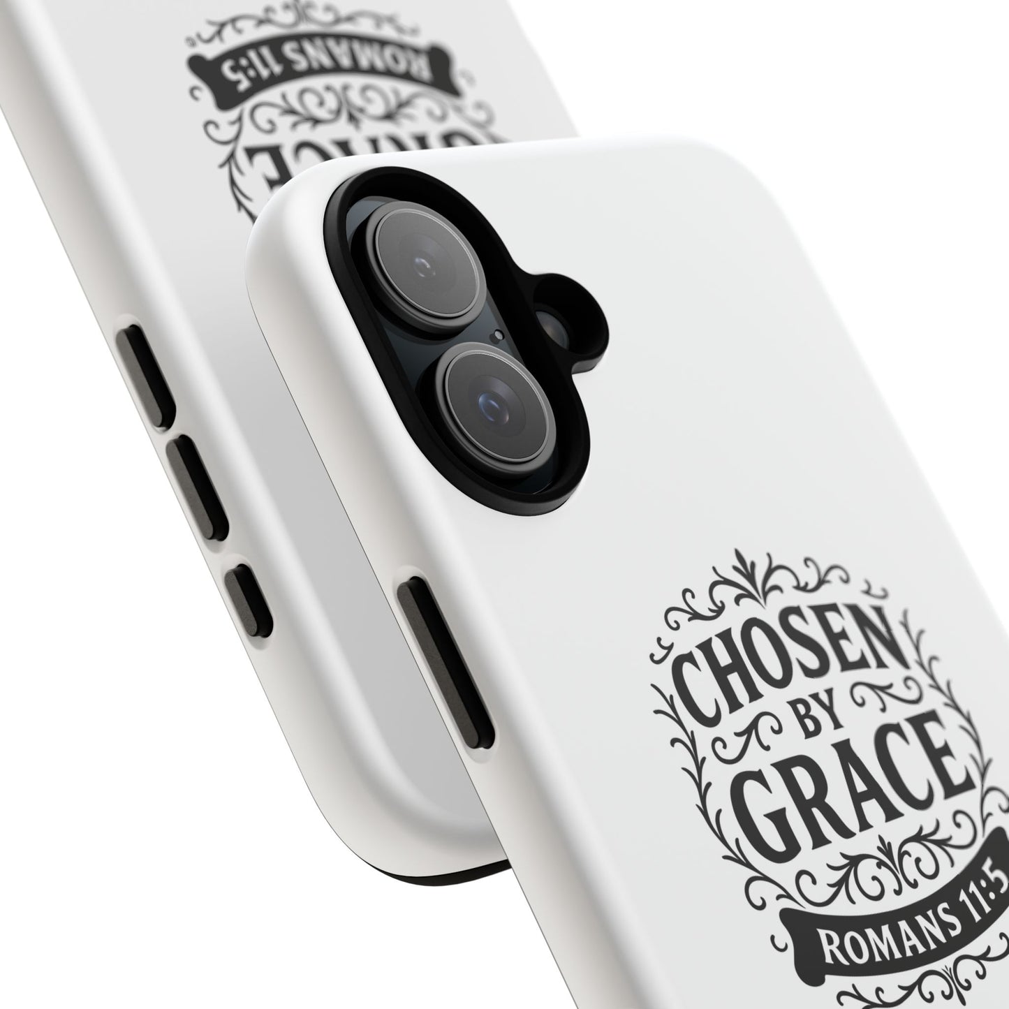Chosen by Grace (Black Lettering), Rugged Phone Case, Inspirational Mobile Cover, Gift for Faith Lovers, Faith-Based Protector