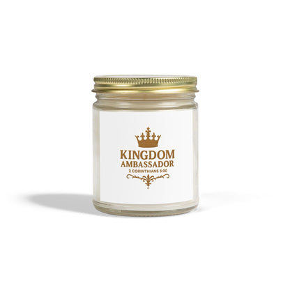Kingdom Ambassador (Gold Lettering) Scented Candle - Coconut Apricot Wax, Inspirational Home Decor, Gifts for Believers, Relaxation