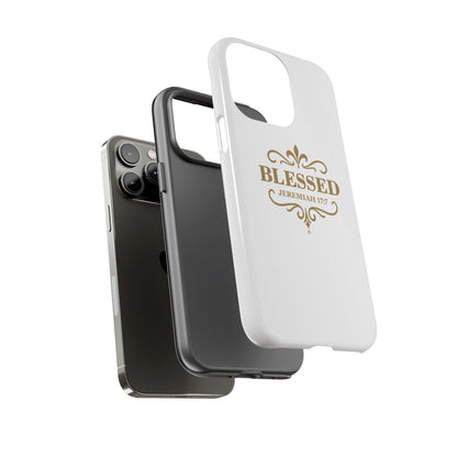 Blessed (Gold Lettering), Rugged Phone Case, Inspirational Mobile Cover, Gift for Faith Lovers, Faith-Based Protector