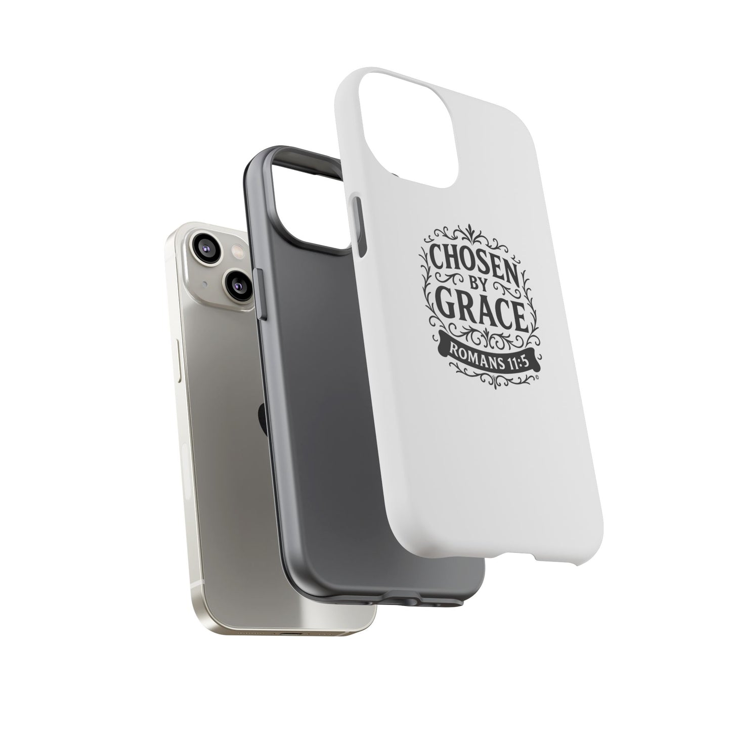 Chosen by Grace (Black Lettering), Rugged Phone Case, Inspirational Mobile Cover, Gift for Faith Lovers, Faith-Based Protector