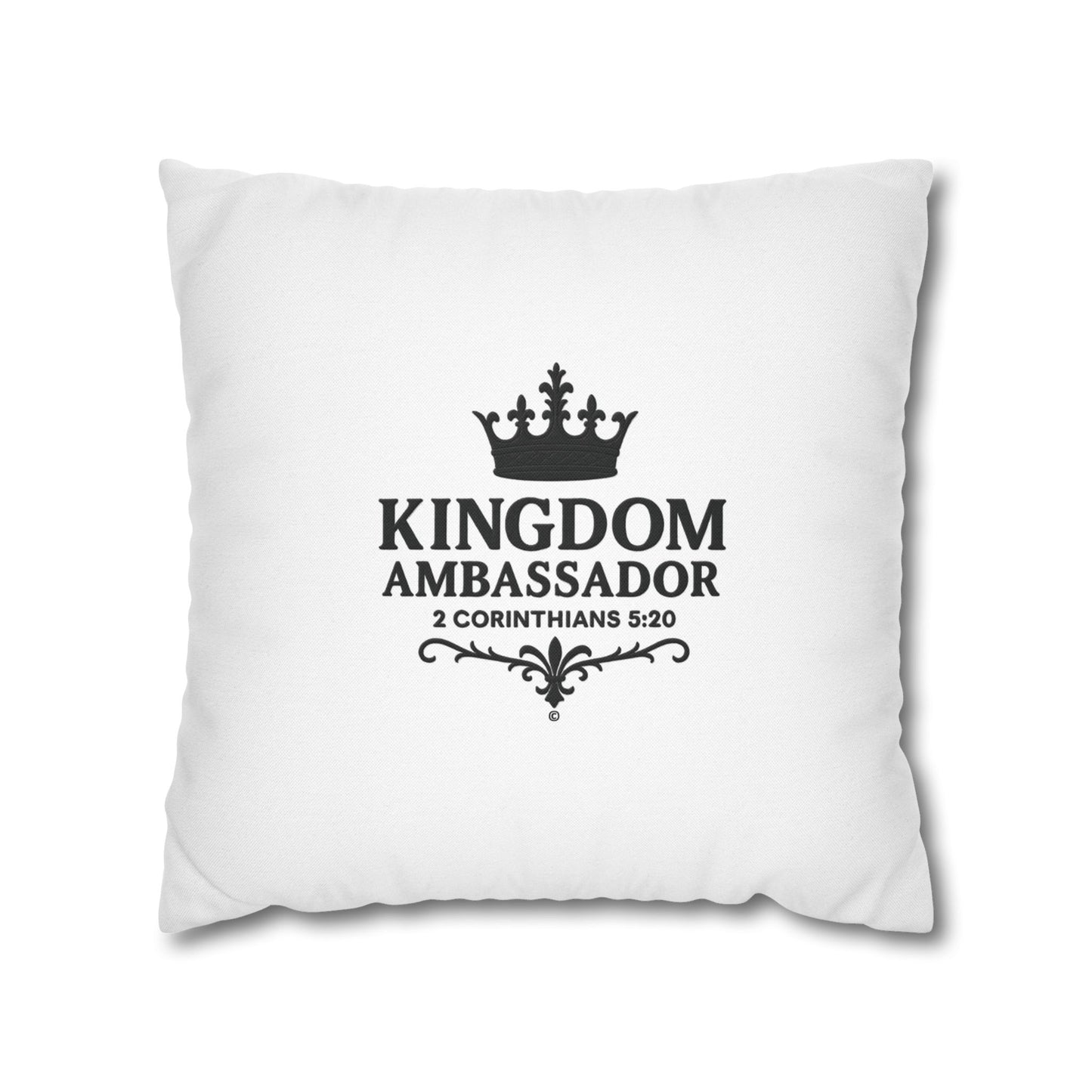 Kingdom Ambassador (Black Lettering) Square Pillow Cover | Inspirational Home Decor | Gifts for Faith (Pillow not included)