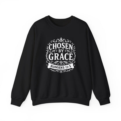 Chosen by Grace (White Lettering) Unisex Crewneck Sweatshirt - Inspirational Gift, Faith-Based Apparel, Cozy Casual Wear, Bible Verse Sweatshirt