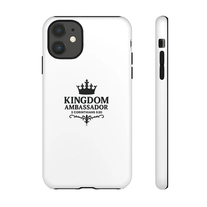 Kingdom Ambassador (Black Lettering) Rugged Phone Case, Inspirational Mobile Cover, Gift for Faith Lovers, Faith-Based Protector - Cross Apparel USA