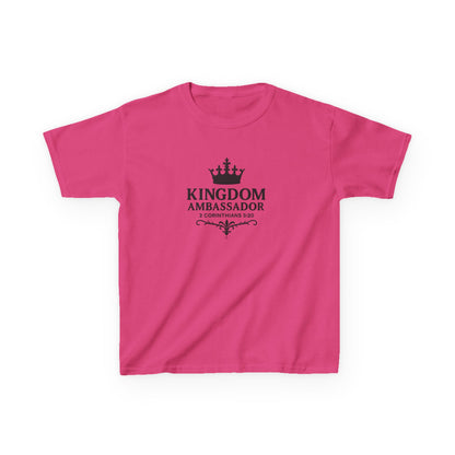 Kingdom Ambassador (Black Lettering) Kids Tee, Faith-based Inspirational Apparel, Gift for Believers, Youth Fashion, Bible Verse Shirt, Meaningful Gift
