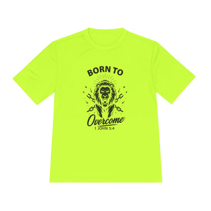 Born to Overcome (Black Lettering) Activewear Performance Moisture Wicking Tee, Faith-Based Workout Shirt, Inspirational Fitness Gear, Gift for Fitness Lovers, Bible Verse T-Shirt - Cross Apparel USA
