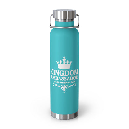 Kingdom Ambassador (White Lettering) Insulated Water Bottle, 22oz - Motivational Gift for Believers, Holiday, Travel, Fitness, Eco-Friendly