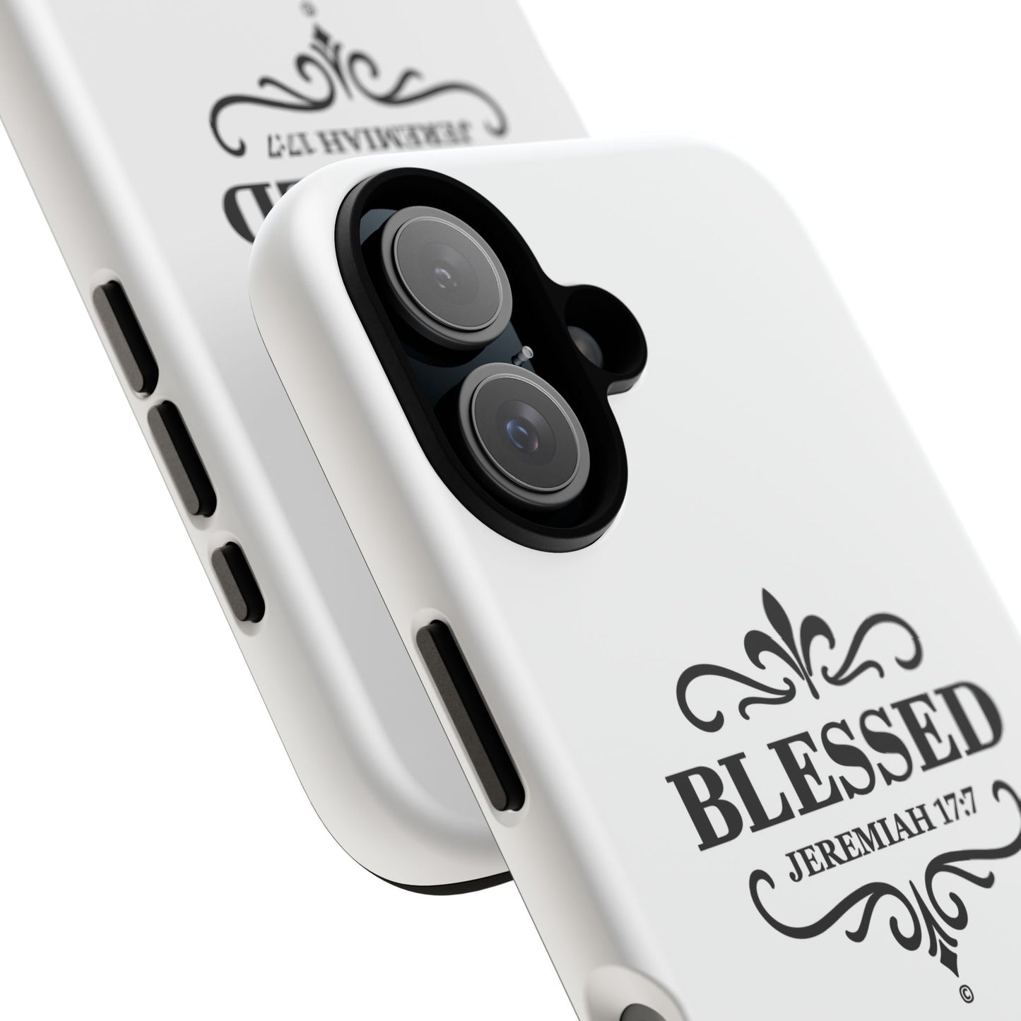 Blessed (Black Lettering), Rugged Phone Case, Inspirational Mobile Cover, Gift for Faith Lovers, Faith-Based Protector - Cross Apparel USA