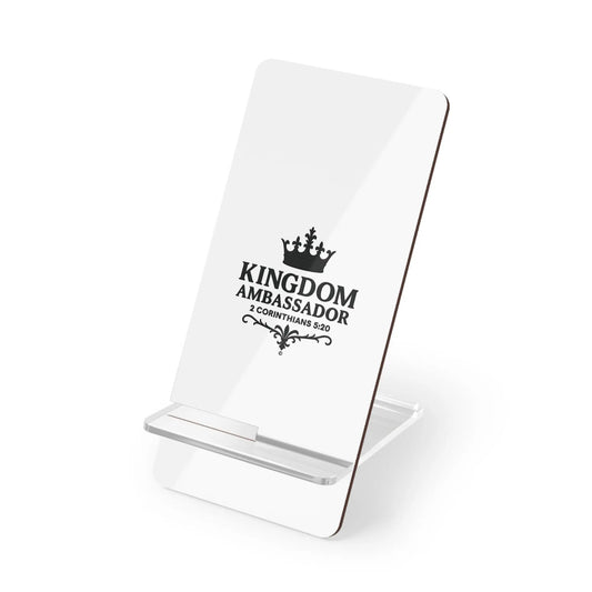 Kingdom Ambassador (Black Lettering) Smartphone Display Stand, Desk Organizer, Gift for Students, Office Decor, Home Office Accessory - Cross Apparel USA