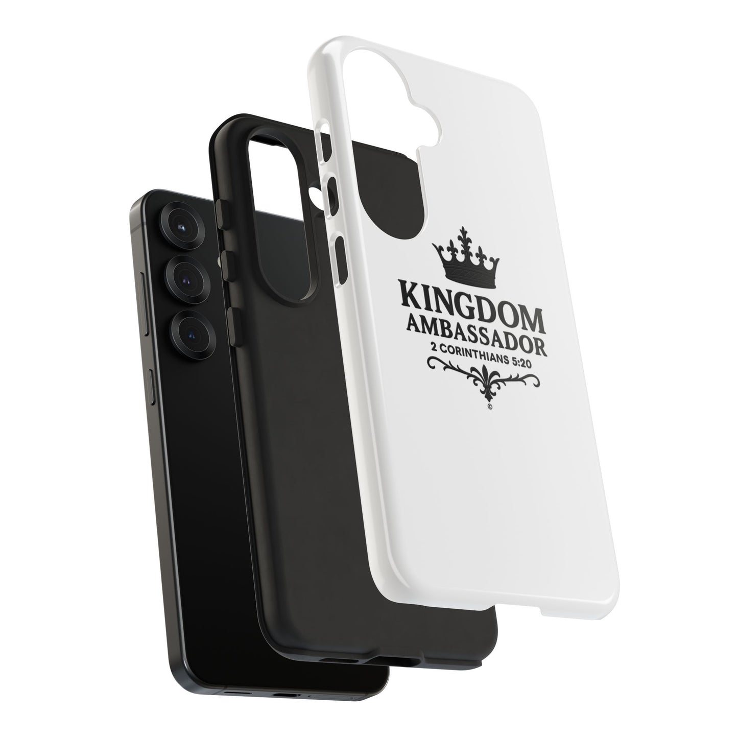 Kingdom Ambassador (Black Lettering) Rugged Phone Case, Inspirational Mobile Cover, Gift for Faith Lovers, Faith-Based Protector