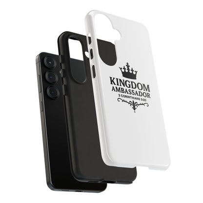 Kingdom Ambassador (Black Lettering) Rugged Phone Case, Inspirational Mobile Cover, Gift for Faith Lovers, Faith-Based Protector
