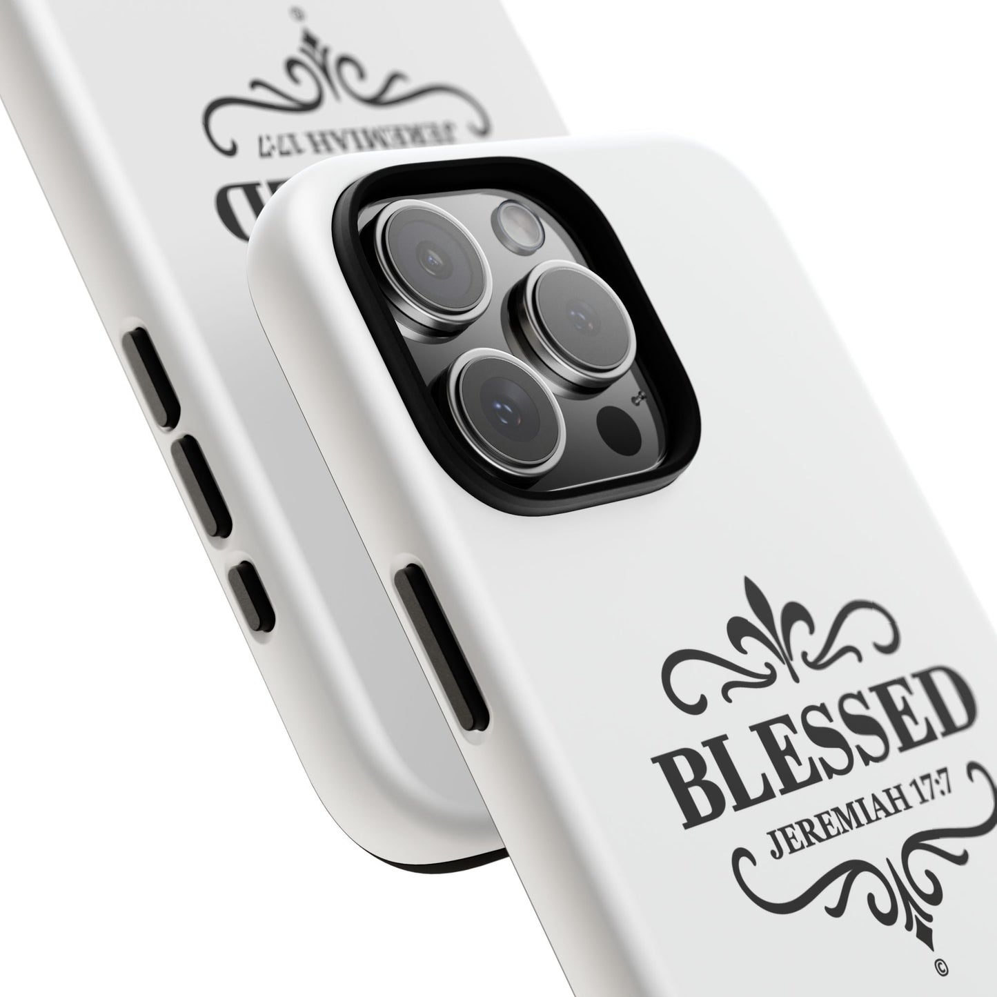 Blessed (Black Lettering), Rugged Phone Case, Inspirational Mobile Cover, Gift for Faith Lovers, Faith-Based Protector
