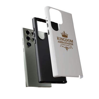 Kingdom Ambassador (Gold Lettering) Rugged Phone Case, Inspirational Mobile Cover, Gift for Faith Lovers, Faith-Based Protector