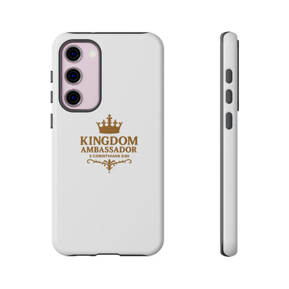 Kingdom Ambassador (Gold Lettering) Rugged Phone Case, Inspirational Mobile Cover, Gift for Faith Lovers, Faith-Based Protector