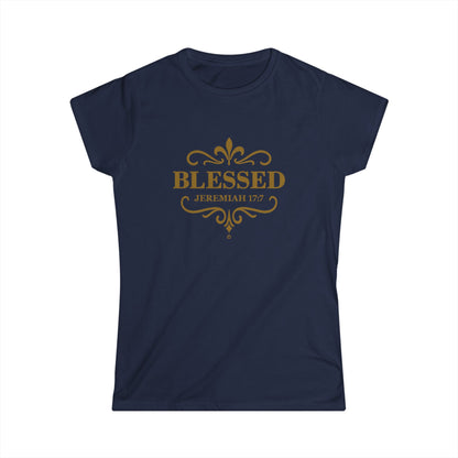 Blessed (Gold Lettering) Women's Softstyle Tee - Cross Apparel USA