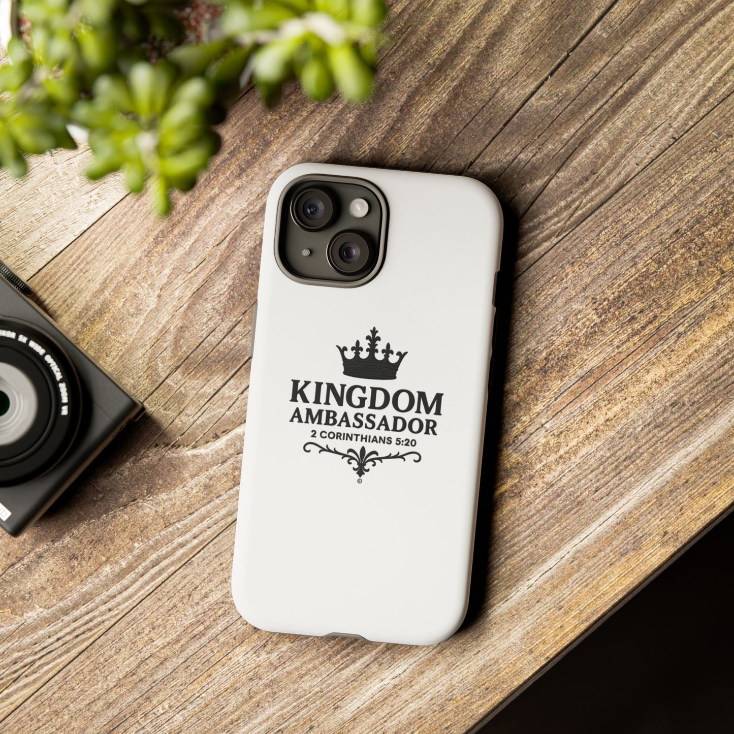 Kingdom Ambassador (Black Lettering) Rugged Phone Case, Inspirational Mobile Cover, Gift for Faith Lovers, Faith-Based Protector