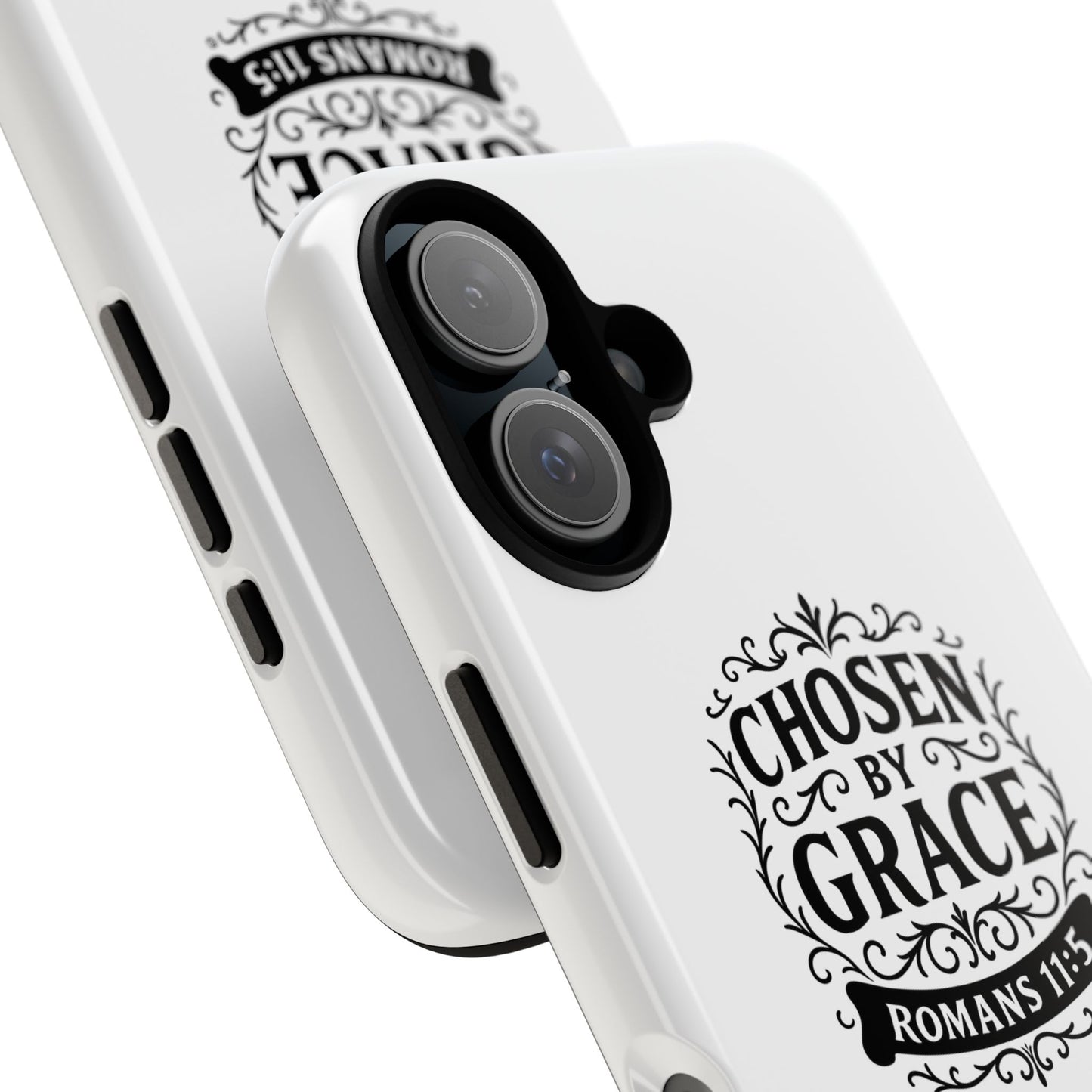 Chosen by Grace (Black Lettering), Rugged Phone Case, Inspirational Mobile Cover, Gift for Faith Lovers, Faith-Based Protector