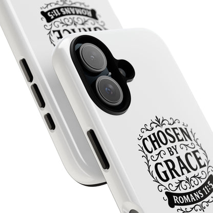 Chosen by Grace (Black Lettering), Rugged Phone Case, Inspirational Mobile Cover, Gift for Faith Lovers, Faith-Based Protector