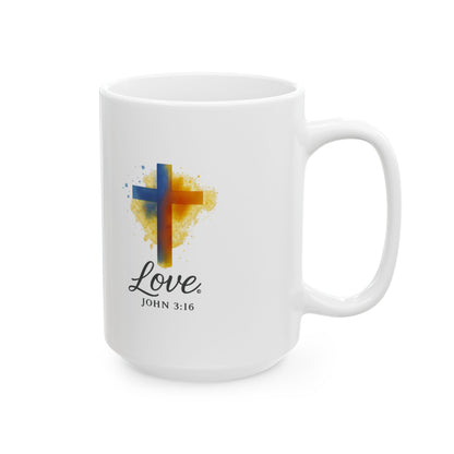 Love (Full Color) Ceramic Mug, Inspirational Gift, Coffee Cup for Faith, Gift of Believers, Devotional Drinkware (11oz, 15oz)
