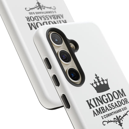 Kingdom Ambassador (Black Lettering) Rugged Phone Case, Inspirational Mobile Cover, Gift for Faith Lovers, Faith-Based Protector
