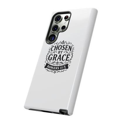 Chosen by Grace (Black Lettering), Rugged Phone Case, Inspirational Mobile Cover, Gift for Faith Lovers, Faith-Based Protector