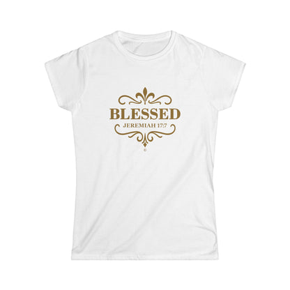 Blessed (Gold Lettering) Women's Softstyle Tee - Cross Apparel USA