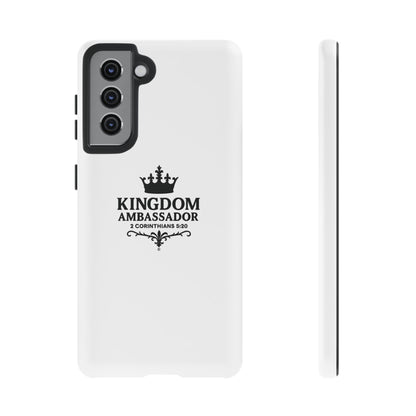 Kingdom Ambassador (Black Lettering) Rugged Phone Case, Inspirational Mobile Cover, Gift for Faith Lovers, Faith-Based Protector - Cross Apparel USA
