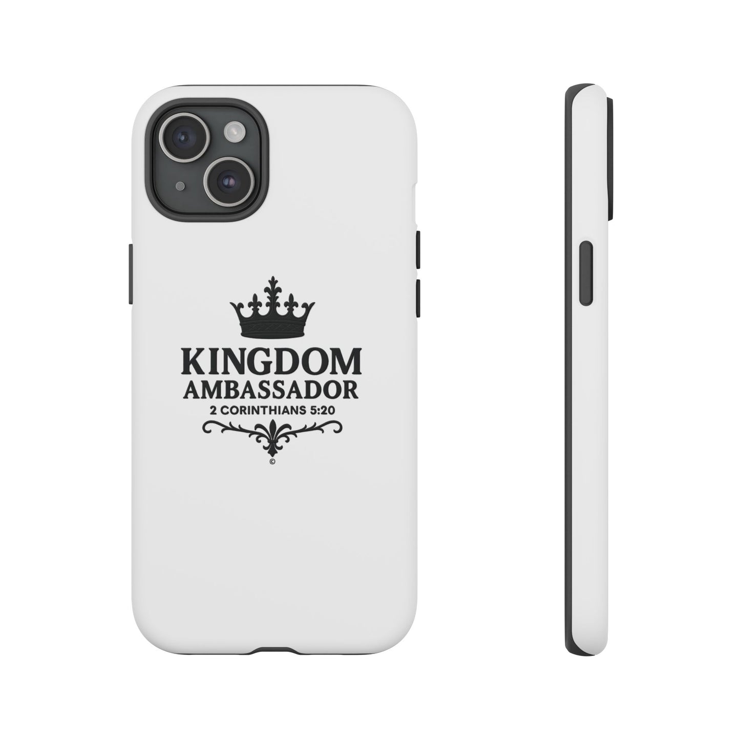 Kingdom Ambassador (Black Lettering) Rugged Phone Case, Inspirational Mobile Cover, Gift for Faith Lovers, Faith-Based Protector