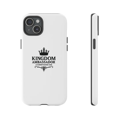 Kingdom Ambassador (Black Lettering) Rugged Phone Case, Inspirational Mobile Cover, Gift for Faith Lovers, Faith-Based Protector - Cross Apparel USA