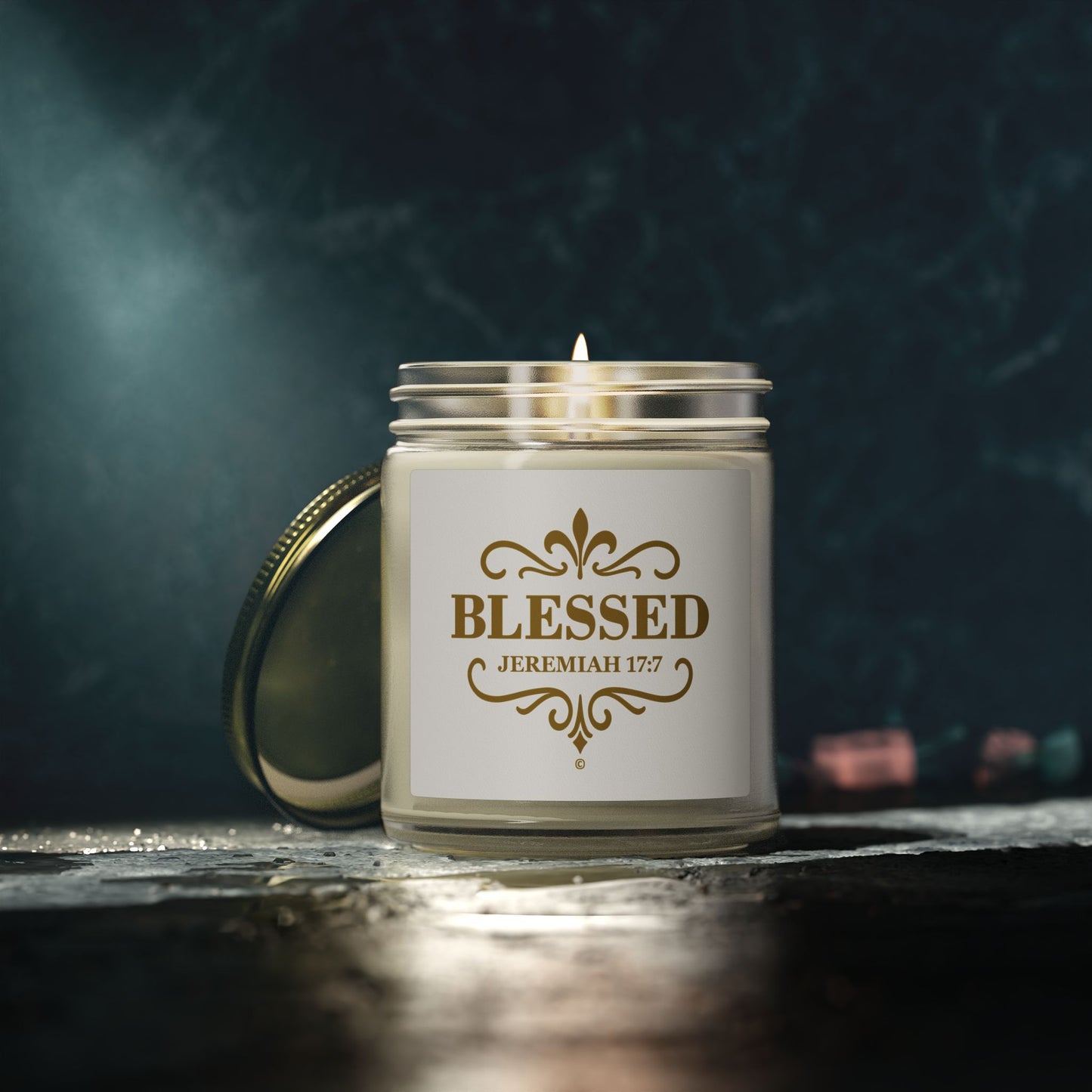 Blessed (Gold Lettering) Scented Candle - Coconut Apricot Wax, Inspirational Home Decor, Gifts for Believers, Relaxation