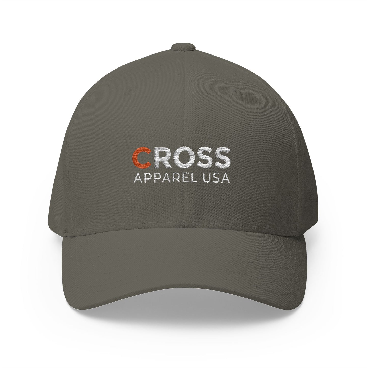 Cross Apparel USA Branded (White Lettering) Embroidered Closed-Back Flex Fit Cap