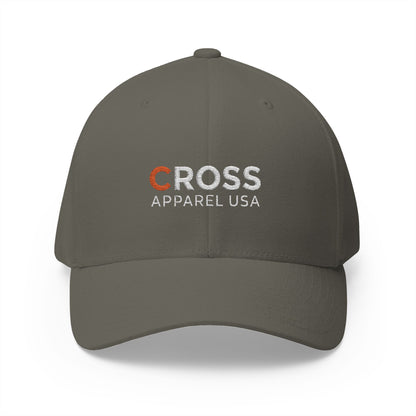 Cross Apparel USA Branded (White Lettering) Embroidered Closed-Back Flex Fit Cap