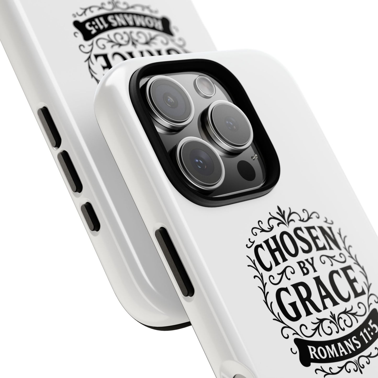 Chosen by Grace (Black Lettering), Rugged Phone Case, Inspirational Mobile Cover, Gift for Faith Lovers, Faith-Based Protector