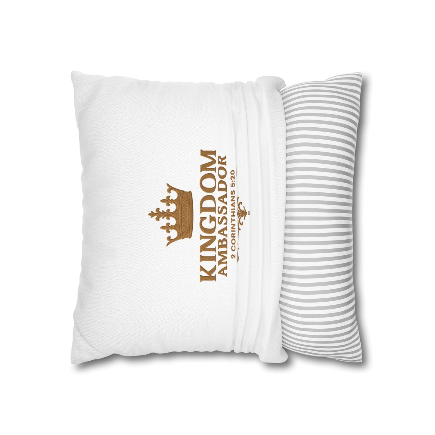 Kingdom Ambassador (Gold Lettering) Square Pillow Cover | Inspirational Home Decor | Gifts for Faith (Pillow not included)