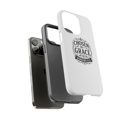 Chosen by Grace (Black Lettering), Rugged Phone Case, Inspirational Mobile Cover, Gift for Faith Lovers, Faith-Based Protector