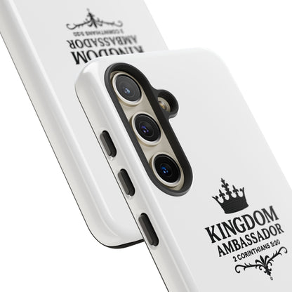 Kingdom Ambassador (Black Lettering) Rugged Phone Case, Inspirational Mobile Cover, Gift for Faith Lovers, Faith-Based Protector - Cross Apparel USA