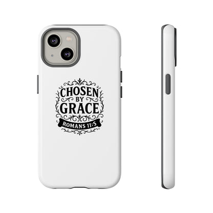 Chosen by Grace (Black Lettering), Rugged Phone Case, Inspirational Mobile Cover, Gift for Faith Lovers, Faith-Based Protector