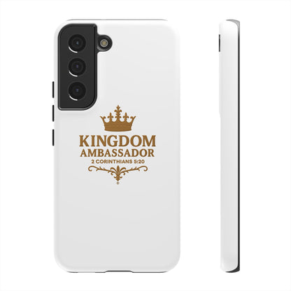 Kingdom Ambassador (Gold Lettering) Rugged Phone Case, Inspirational Mobile Cover, Gift for Faith Lovers, Faith-Based Protector