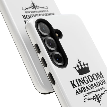 Kingdom Ambassador (Black Lettering) Rugged Phone Case, Inspirational Mobile Cover, Gift for Faith Lovers, Faith-Based Protector