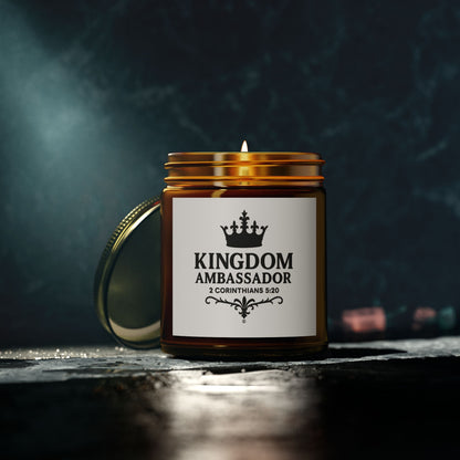 Kingdom Ambassador (Black Lettering) Scented Candle - Coconut Apricot Wax, Inspirational Home Decor, Gifts for Believers, Relaxation