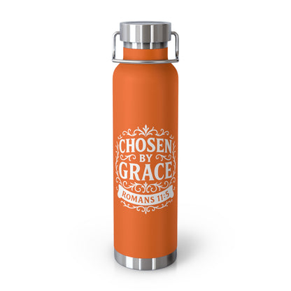 Chosen by Grace (White Lettering) Insulated Water Bottle, Motivational Gift, Faith-Based Drinkware, Inspirational Travel Mug, Biblical Verse Bottle