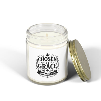 Chosen by Grace (Black Lettering) Scented Candle - Coconut Apricot Wax, Inspirational Home Decor, Relaxation, Gifts for Believers