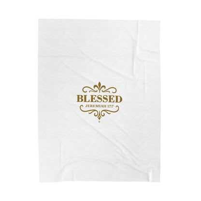 Blessed (Gold Lettering) Plush Blanket, Inspirational Home Decor, Faith-Based Decor, Modern Plush Blanket